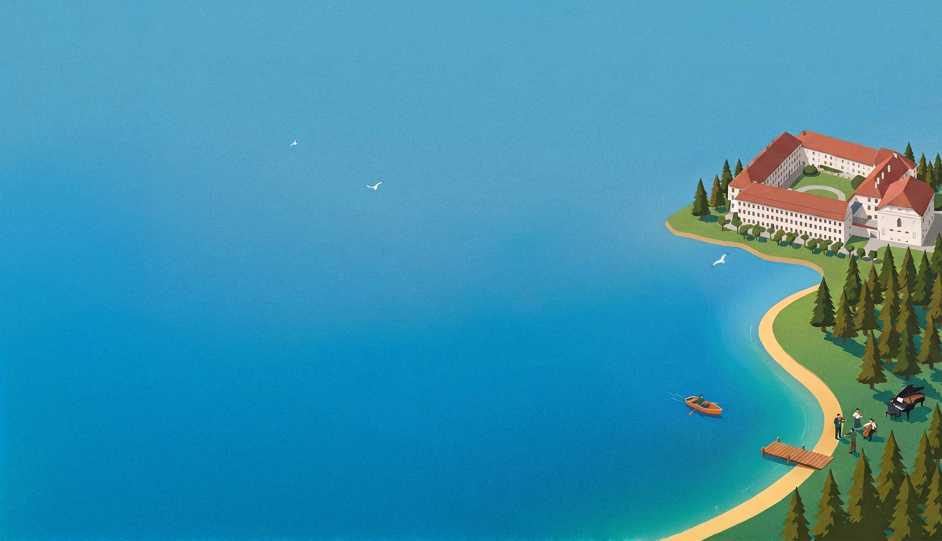 Illustrierte Herreninsel im Chiemsee